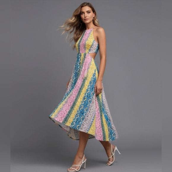 Boho Tribal Print Halter Cut Out Dress - Picture 3 of 10